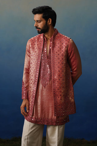 Azeel Pink Short Kurta Jacket Set with Pants