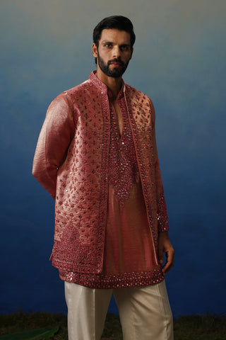 Azeel Pink Short Kurta Jacket Set with Pants