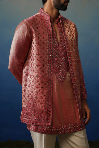 Azeel Pink Short Kurta Jacket Set with Pants