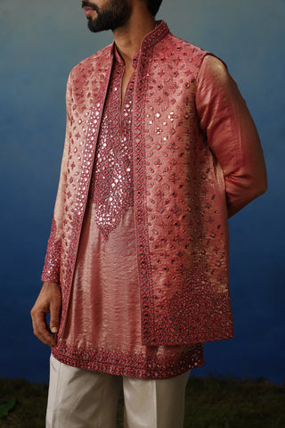 Azeel Pink Short Kurta Jacket Set with Pants