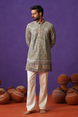 GULMARG SKY BLUE SHORT KURTA SET