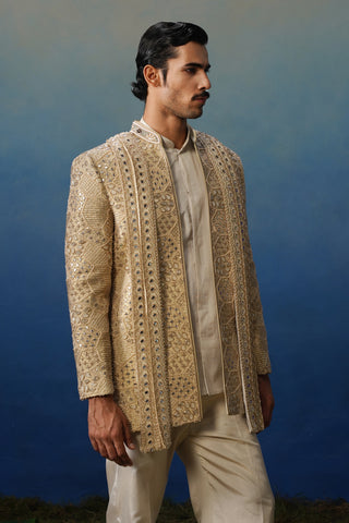 Tevar Gold Jodhpuri Set with Pants