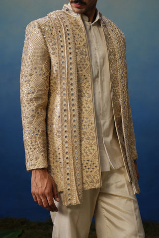 Tevar Gold Jodhpuri Set with Pants