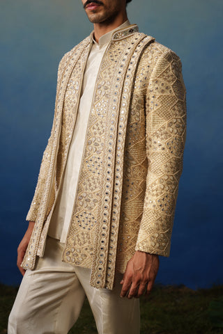 Tevar Gold Jodhpuri Set with Pants