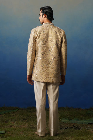 Tevar Gold Jodhpuri Set with Pants