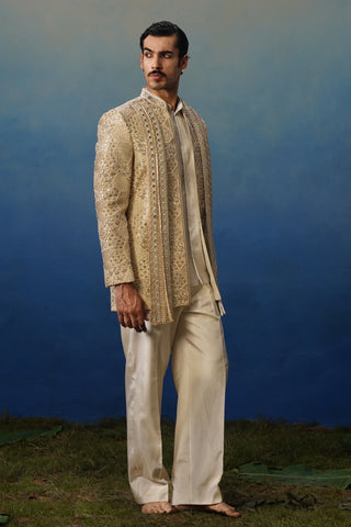 Tevar Gold Jodhpuri Set with Pants