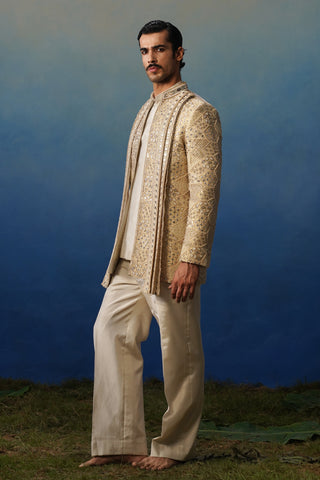 Tevar Gold Jodhpuri Set with Pants