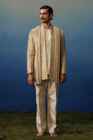 Tevar Gold Jodhpuri Set with Pants