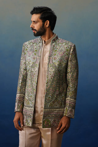 Kalamkari Sky Blue Jodhpuri Set with Pants
