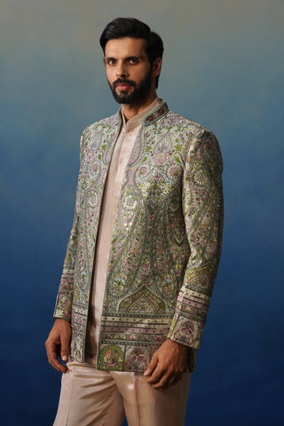 Kalamkari Sky Blue Jodhpuri Set with Pants