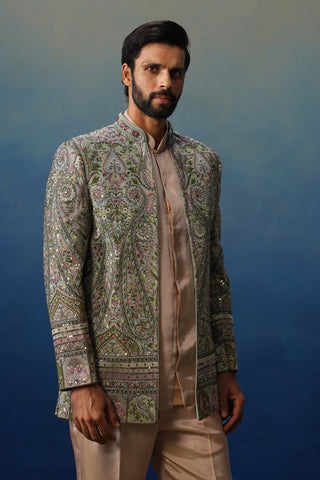 Kalamkari Sky Blue Jodhpuri Set with Pants