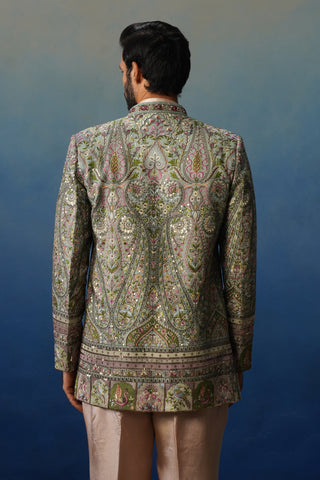 Kalamkari Sky Blue Jodhpuri Set with Pants