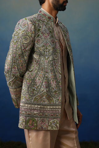 Kalamkari Sky Blue Jodhpuri Set with Pants