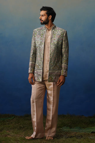 Kalamkari Sky Blue Jodhpuri Set with Pants