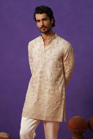 MAHAL IVORY SHORT KURTA SET