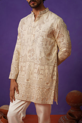 MAHAL IVORY SHORT KURTA SET