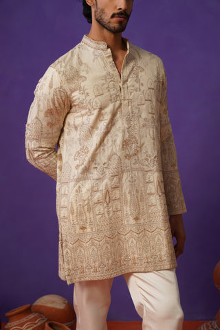 MAHAL IVORY SHORT KURTA SET
