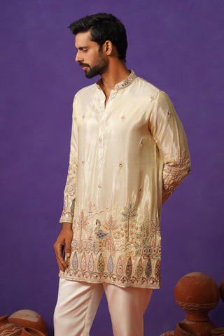 BAGH-E-MAYUR IVORY SHORT KURTA SET