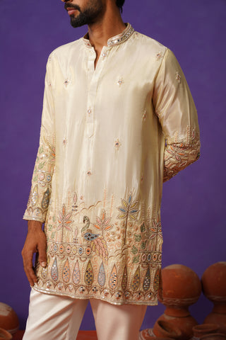 BAGH-E-MAYUR IVORY SHORT KURTA SET