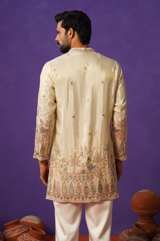 BAGH-E-MAYUR IVORY SHORT KURTA SET