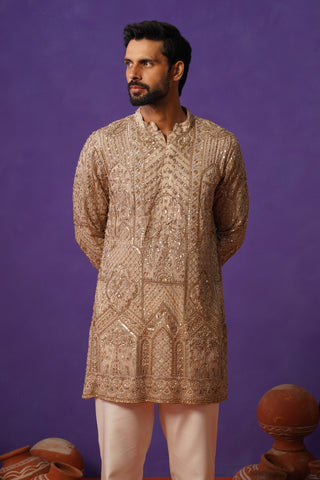 ZAFRAN CHIKU SHORT KURTA SET