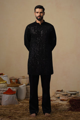 VED CUTDANA BLACK SHORT KURTA SET