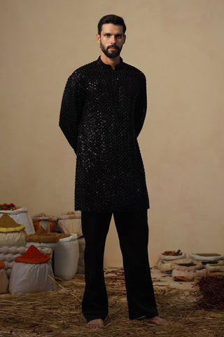 VED CUTDANA BLACK SHORT KURTA SET