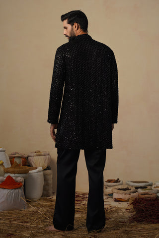 VED CUTDANA BLACK SHORT KURTA SET