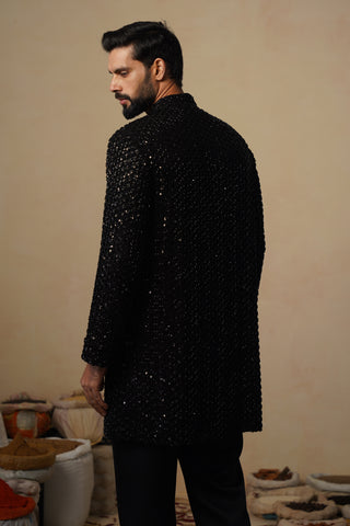 VED CUTDANA BLACK SHORT KURTA SET