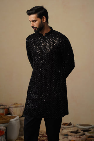 VED CUTDANA BLACK SHORT KURTA SET