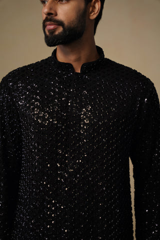 VED CUTDANA BLACK SHORT KURTA SET