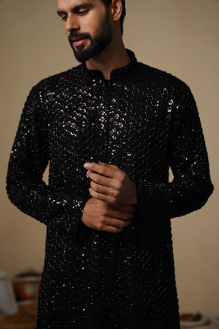 VED CUTDANA BLACK SHORT KURTA SET