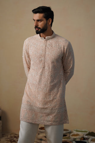 GULZAAR CUTDANA PINK SHORT KURTA SET