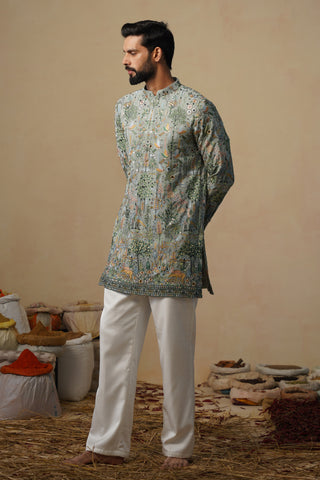 PARIND SEA GREEN SHORT KURTA SET