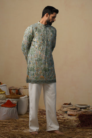 PARIND SEA GREEN SHORT KURTA SET