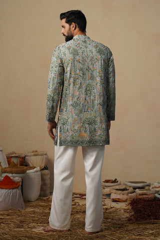 PARIND SEA GREEN SHORT KURTA SET