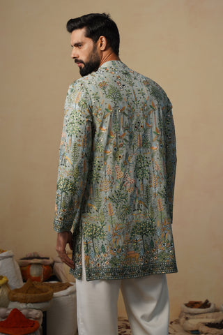 PARIND SEA GREEN SHORT KURTA SET