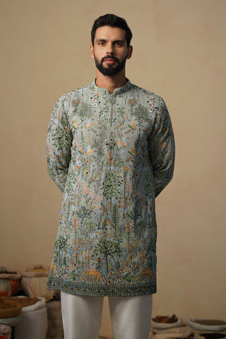 PARIND SEA GREEN SHORT KURTA SET