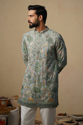 PARIND SEA GREEN SHORT KURTA SET