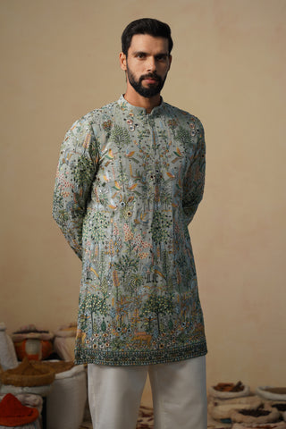 PARIND SEA GREEN SHORT KURTA SET