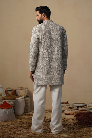 MAYURESH GREY SHORT KURTA SET