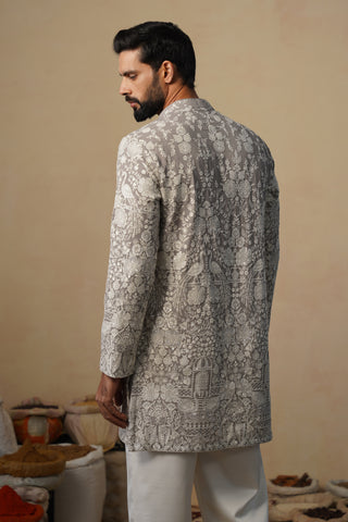 MAYURESH GREY SHORT KURTA SET