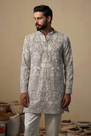 MAYURESH GREY SHORT KURTA SET