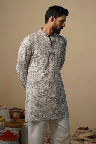 MAYURESH GREY SHORT KURTA SET