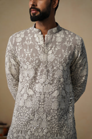 MAYURESH GREY SHORT KURTA SET