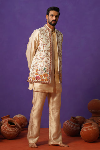 KAIRAV IVORY SHORT KURTA JACKET SET