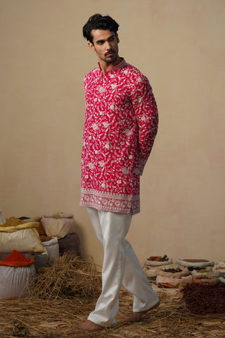 GULBAHAAR HOT PINK SHORT KURTA SET