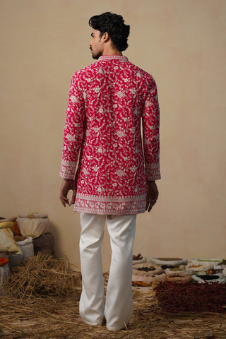 GULBAHAAR HOT PINK SHORT KURTA SET