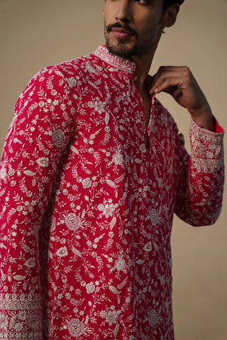 GULBAHAAR HOT PINK SHORT KURTA SET