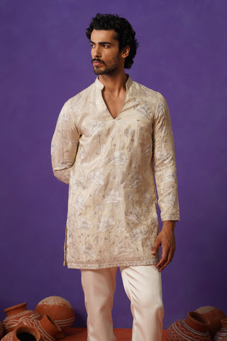 VAYUN CREAM SHORT KURTA SET